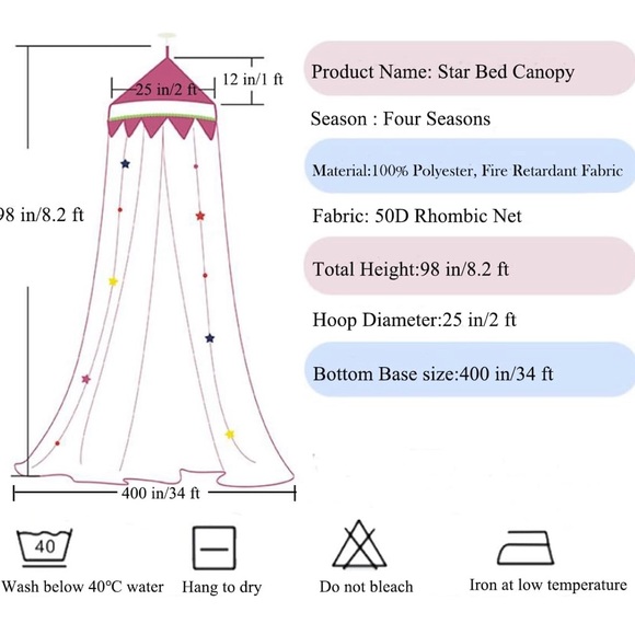 Bed Canopy with Gold Stars - Lights NOT included - Picture 3 of 3